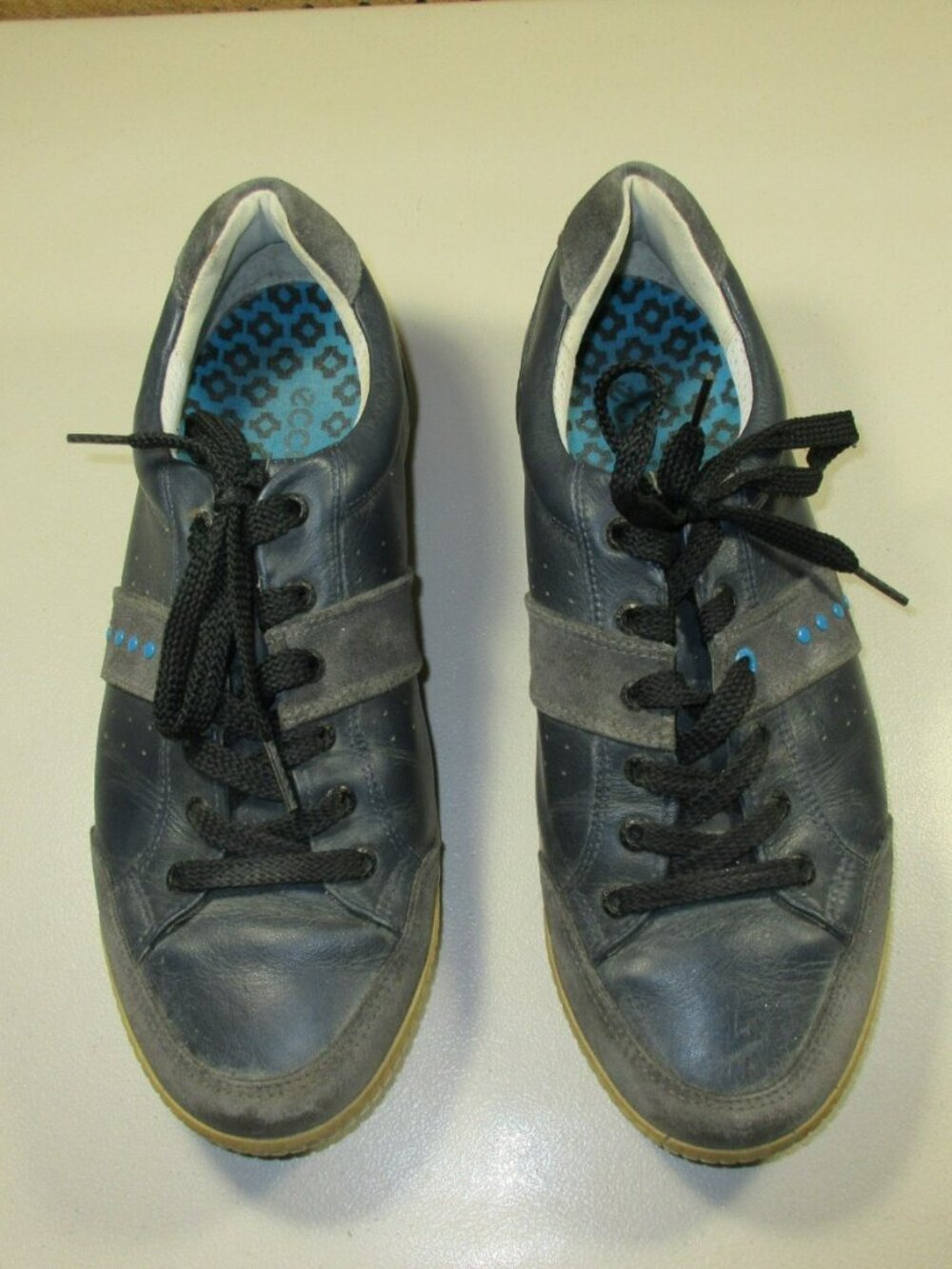 ECCO mens navy an gray suede Street Premier spikeless golf shoes  43 9 M